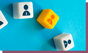 Highlighted choice of a person. Human resources and the labor market. HR search for new employees for the job position. Select and recruit employees. Talented and promising. Leader candidate