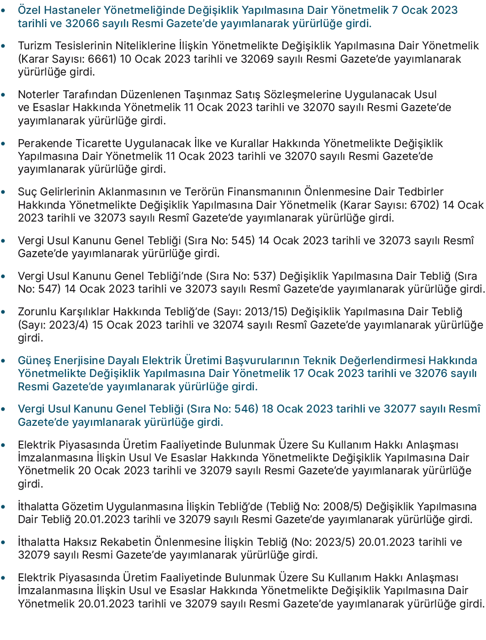 • zel Hastaneler Y netmeli inde De i iklik Yap lmas na Dair Y netmelik 7 Ocak 2023 tarihli ve 32066 say l  Resmi Gaz...