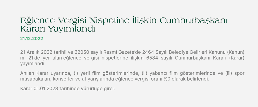 E lence Vergisi Nispetine li kin Cumhurba kan  Karar  Yay mland  21.12.2022 21 Aral k 2022 tarihli ve 32050 say l  R...
