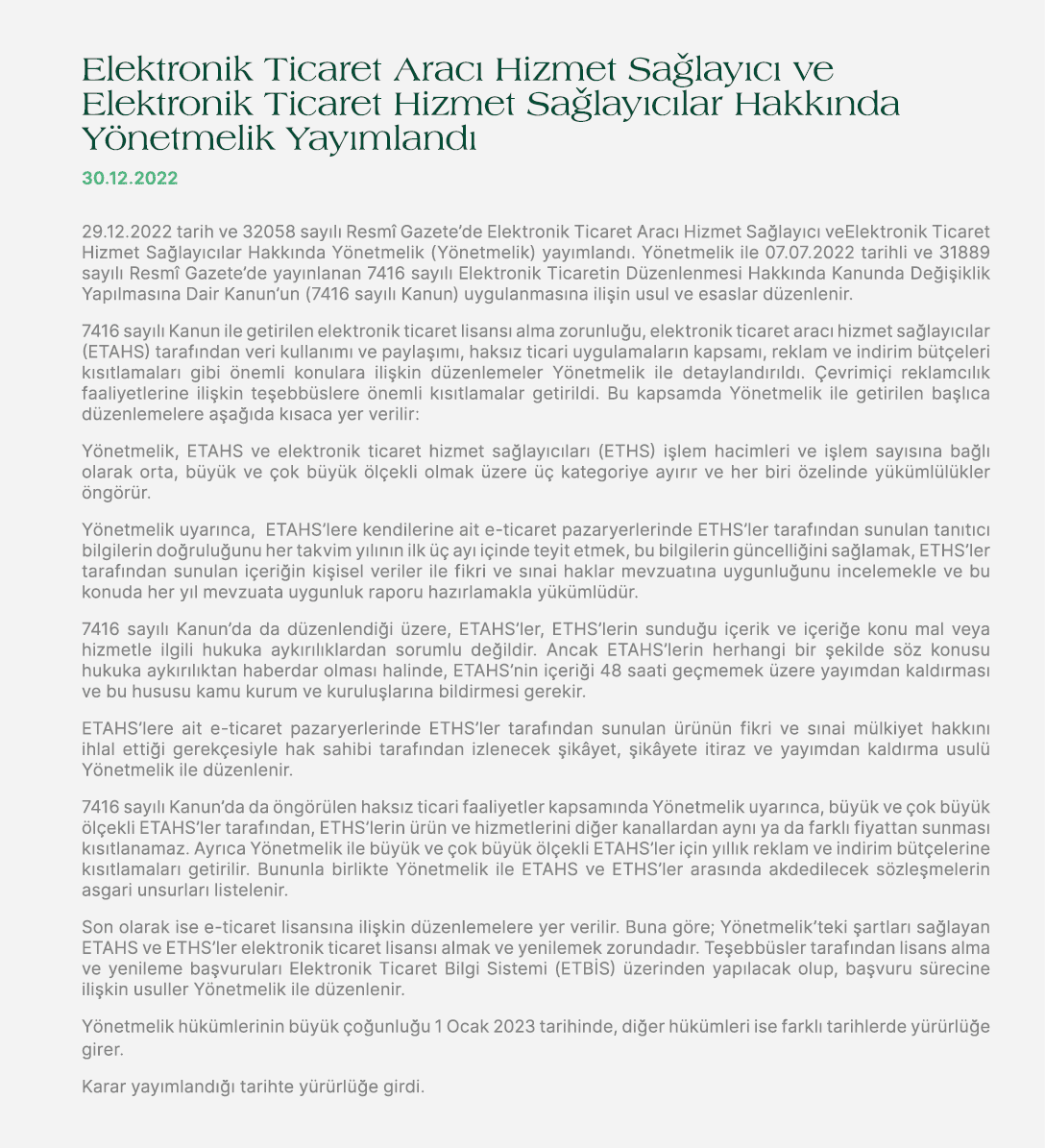Elektronik Ticaret Arac Hizmet Sa lay c  ve Elektronik Ticaret Hizmet Sa lay c lar Hakk nda Y netmelik Yay mland  30...