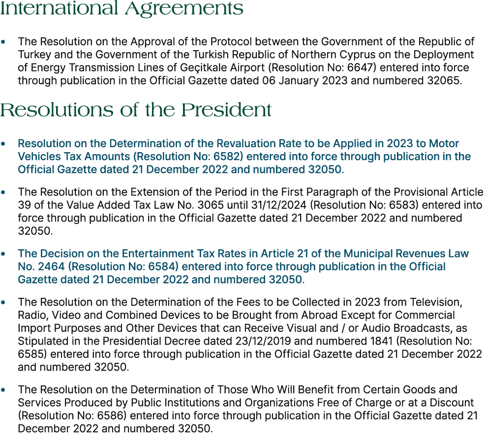 International Agreements • The Resolution on the Approval of the Protocol between the Government of the Republic of T...