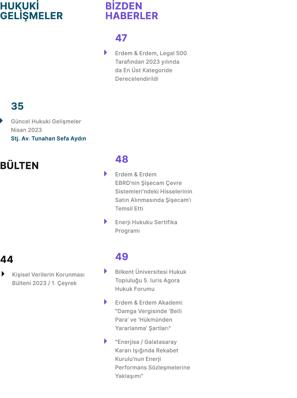 HUKUK GEL  MELER 35 � G ncel Hukuki Geli meler Nisan 2023 Stj. Av. Tunahan Sefa Ayd n B LTEN 44 � Ki isel Verilerin ...