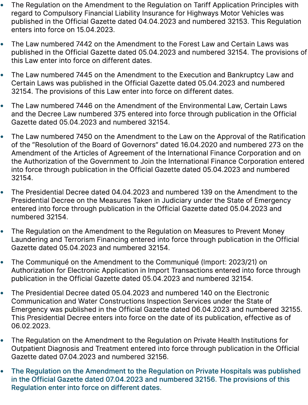 • The Regulation on the Amendment to the Regulation on Tariff Application Principles with regard to Compulsory Financ...