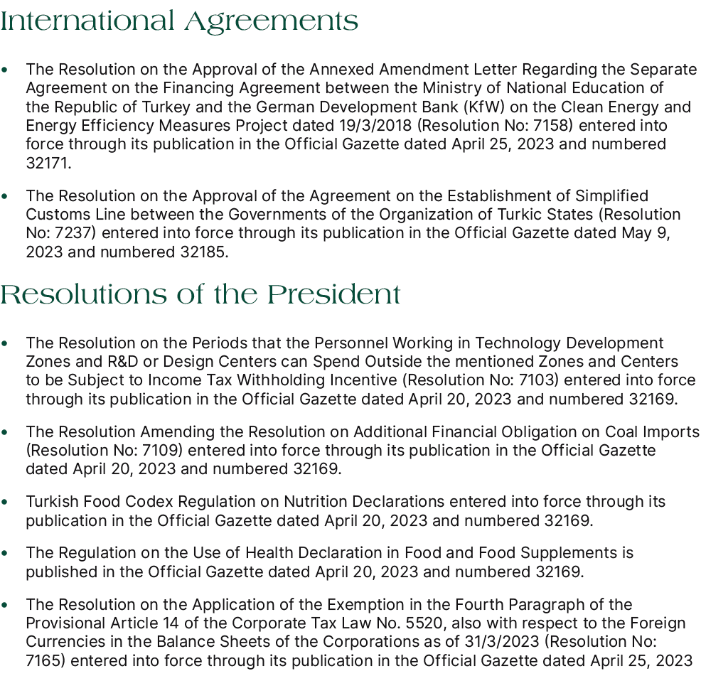 International Agreements • The Resolution on the Approval of the Annexed Amendment Letter Regarding the Separate Agre...