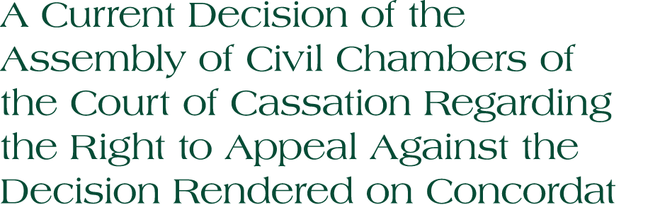 A Current Decision of the Assembly of Civil Chambers of the Court of Cassation Regarding the Right to Appeal Against ...