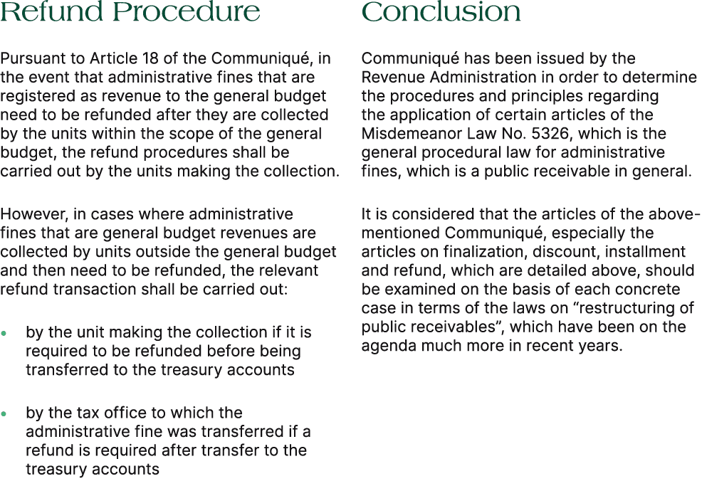 Refund Procedure Pursuant to Article 18 of the Communiqu , in the event that administrative fines that are registered...