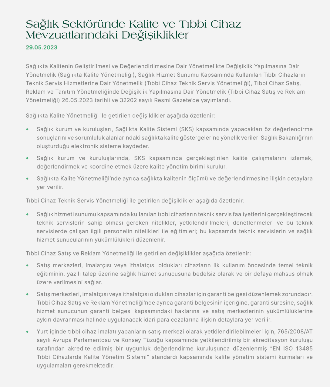 Sa l k Sekt r nde Kalite ve T bbi Cihaz Mevzuatlar ndaki De i iklikler 29.05.2023 Sa l kta Kalitenin Geli tirilmesi v...