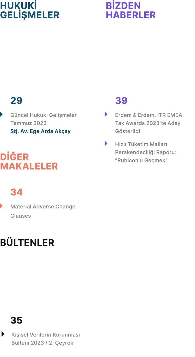 HUKUK GEL  MELER 29 � G ncel Hukuki Geli meler Temmuz 2023 Stj. Av. Ege Arda Ak ay D  ER MAKALELER 34 � Material Adv...