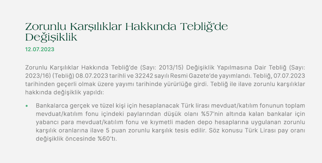 Zorunlu Kar l klar Hakk nda Tebli ’de De i iklik 12.07.2023 Zorunlu Kar  l klar Hakk nda Tebli ’de (Say : 2013/15) D...
