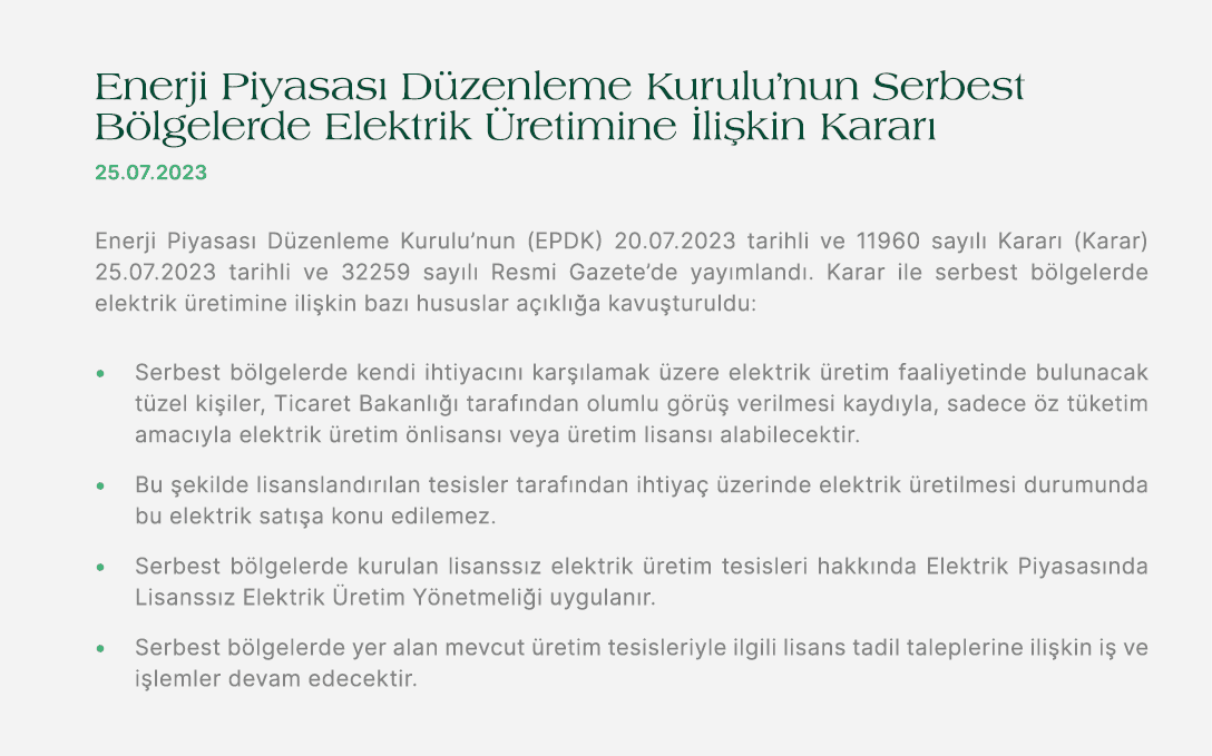 Enerji Piyasas D zenleme Kurulu’nun Serbest B lgelerde Elektrik  retimine  li kin Karar  25.07.2023 Enerji Piyasas  ...