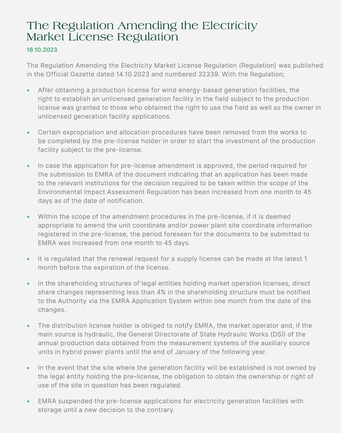 The Regulation Amending the Electricity Market License Regulation 16.10.2023 The Regulation Amending the Electricity ...